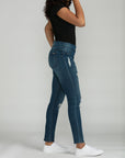 Bluberry Denim Elastic Waistband Ankle Length Eloise