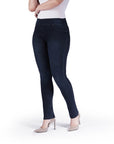 Bluberry Denim Elastic Waistband Straight Leg Rinse Wash