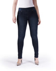 Bluberry Denim Elastic Waistband Slim Leg Rinse Wash