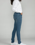 Bluberry Denim Elastic Waistband Slim Leg medium Wash
