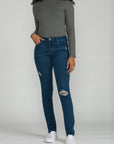Bluberry Denim Zipper-Fly Slim Leg Amanda