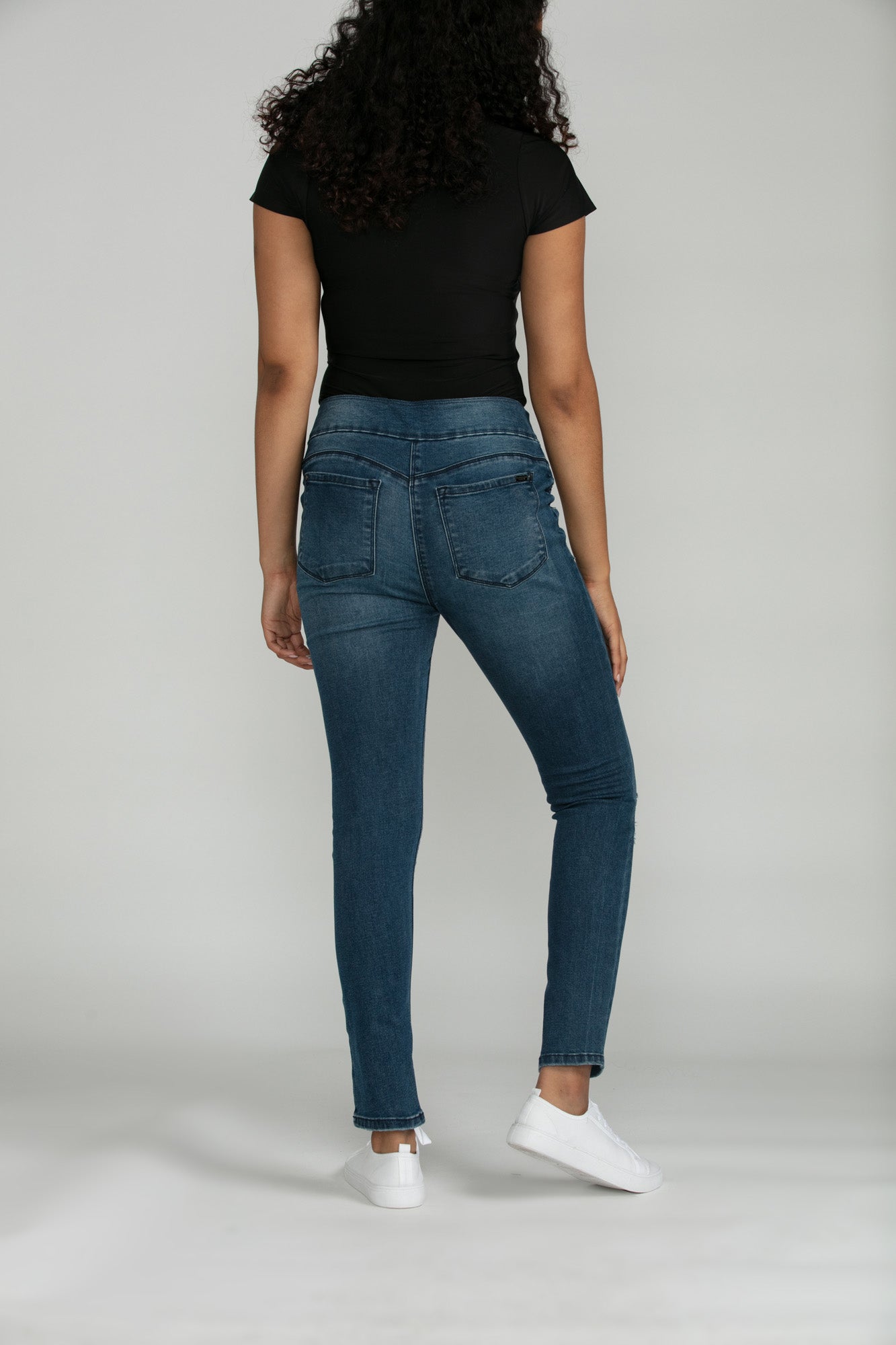 Bluberry Denim Elastic Waistband Ankle Length Eloise