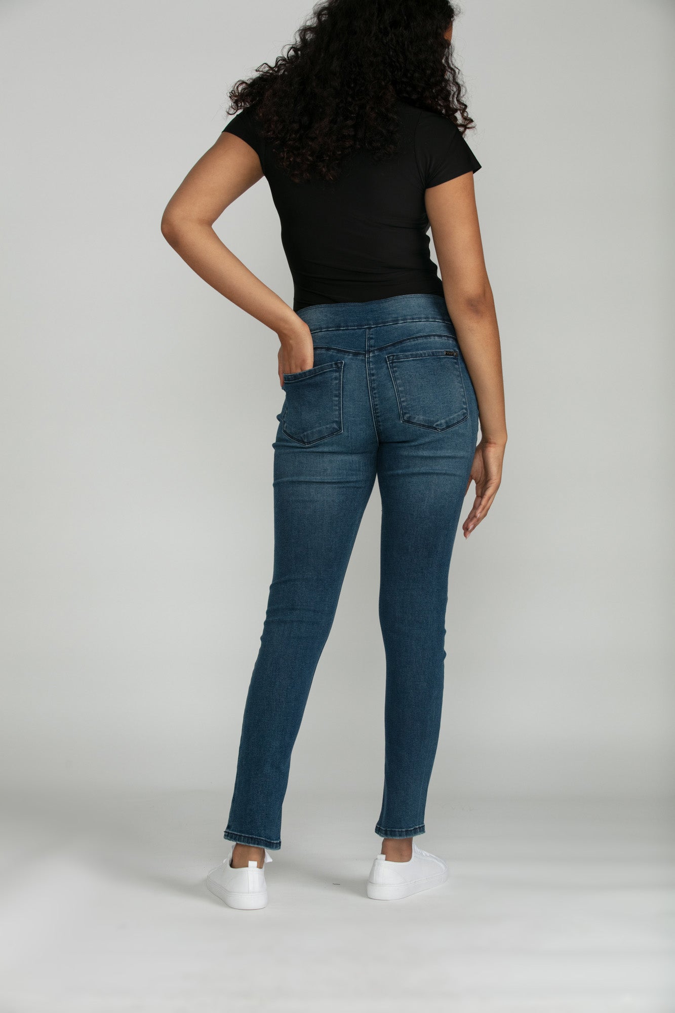 Bluberry Denim Elastic Waistband Ankle Length Eloise