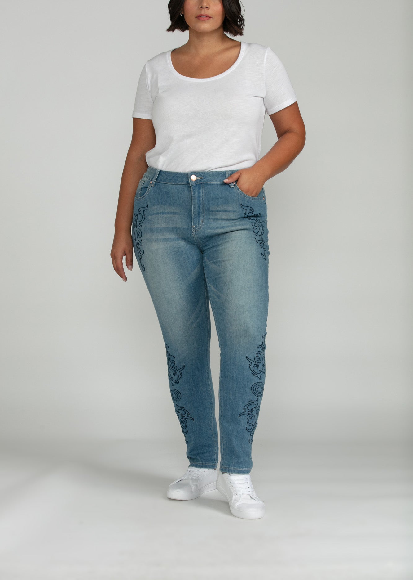 Bluberry denim Zipper-fly Ankle Length Kinley