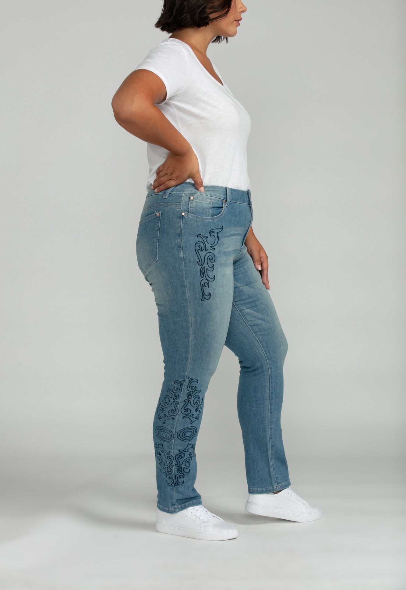 Bluberry denim Zipper-fly Ankle Length Kinley