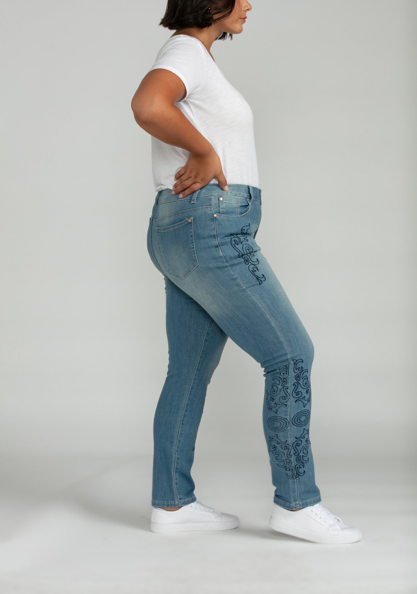 Bluberry denim Zipper-fly Ankle Length Kinley