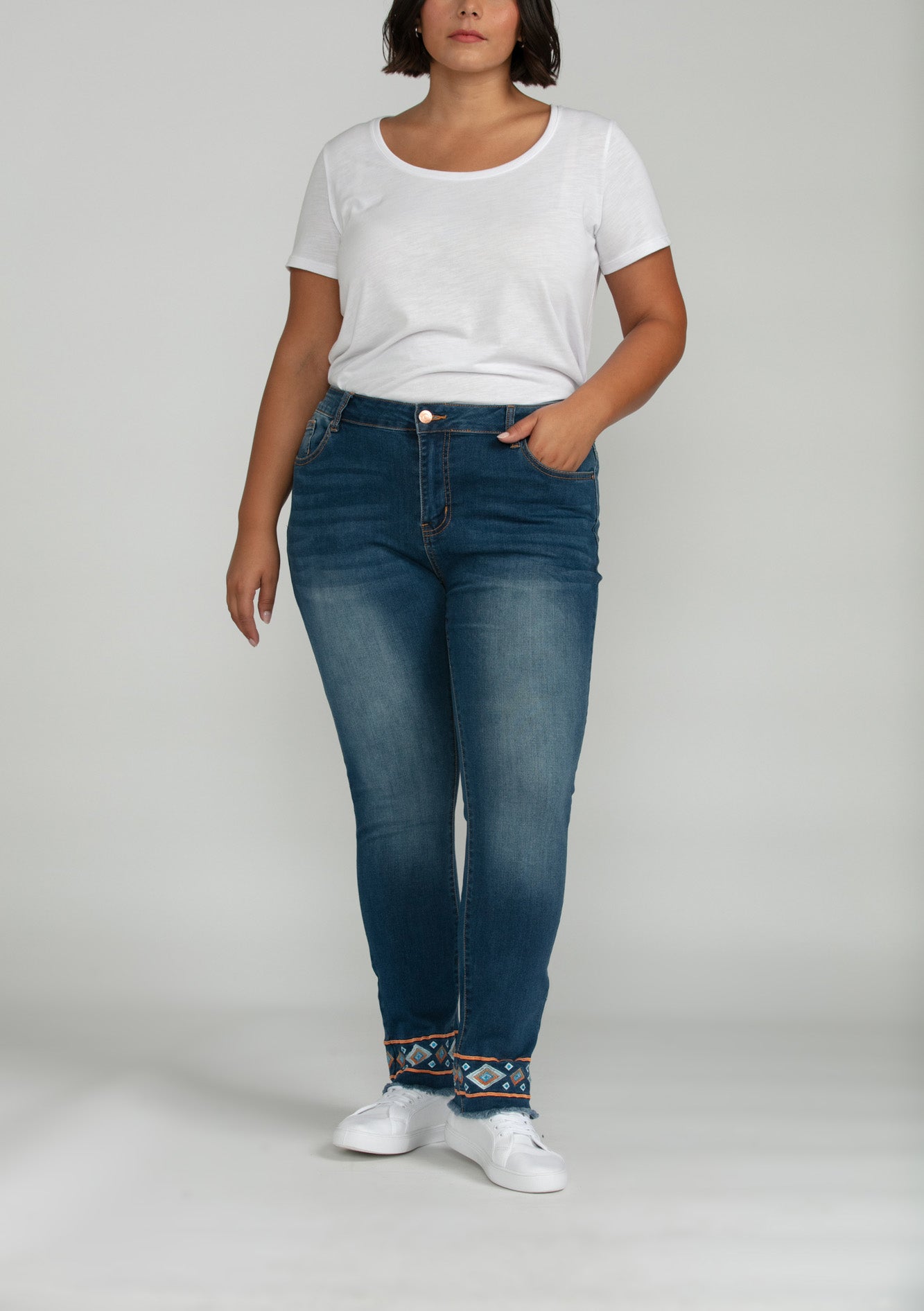 Bluberry denim Zipper-Fly Ankle Length Lilah