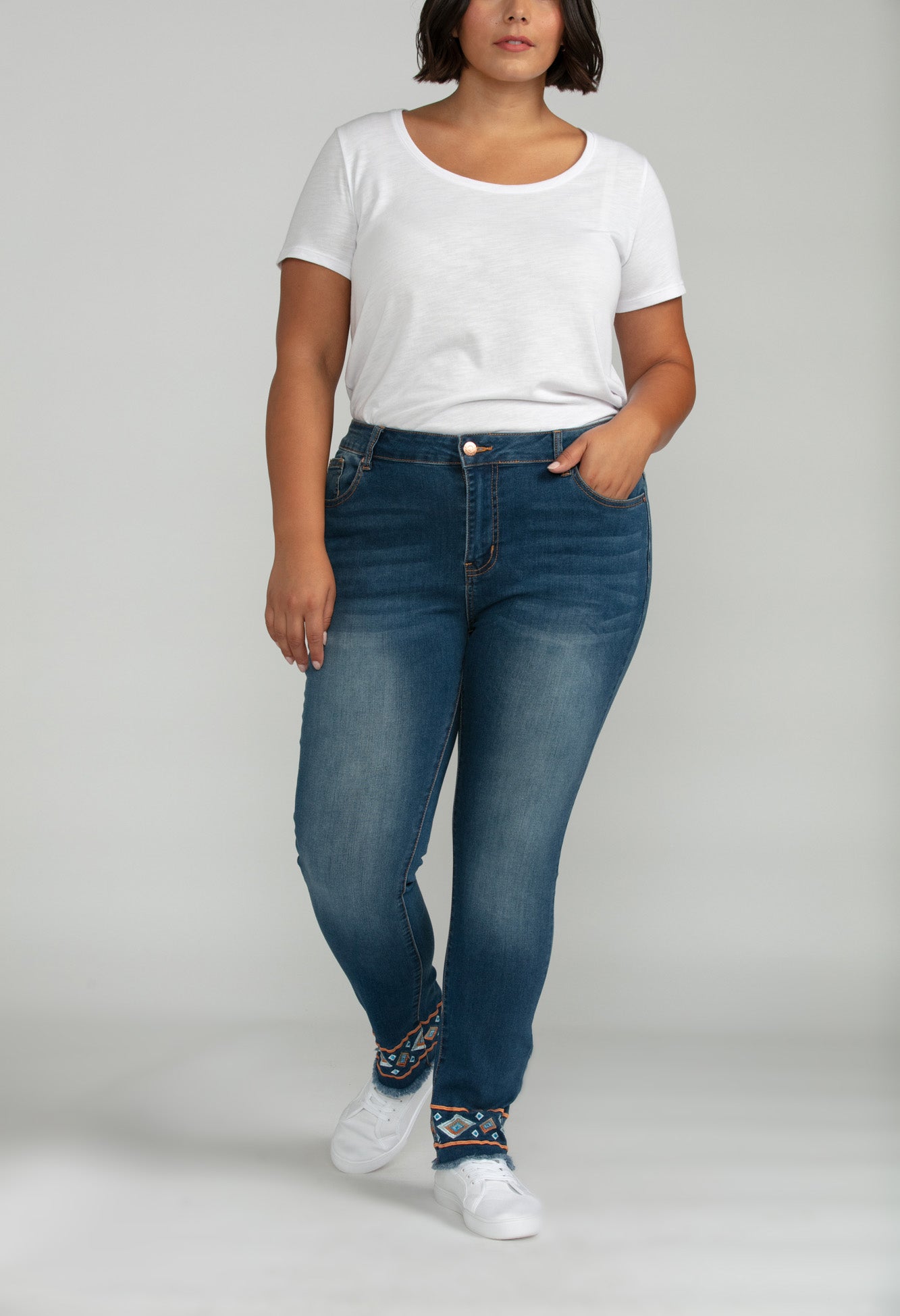 Bluberry denim Zipper-Fly Ankle Length Lilah