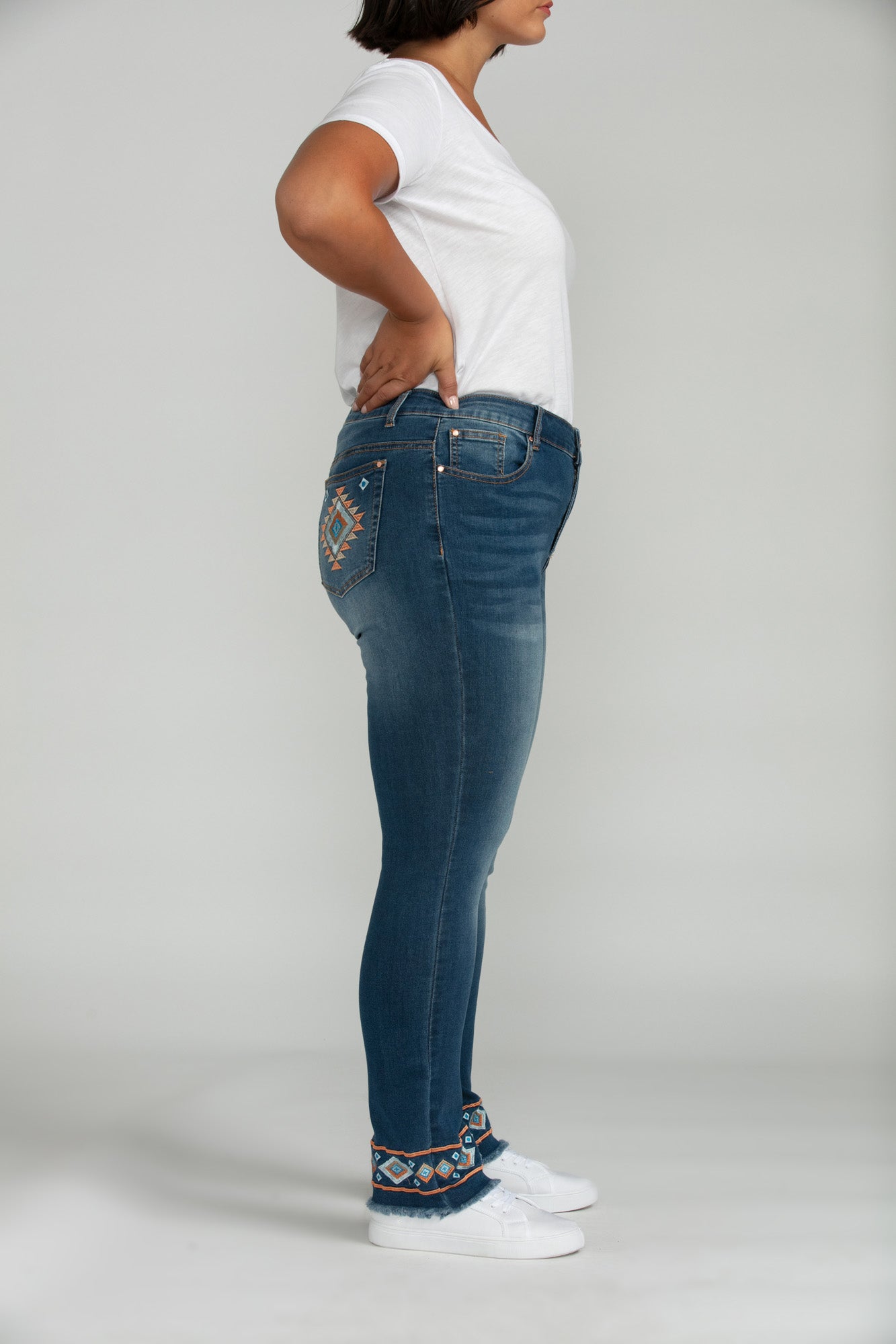 Bluberry denim Zipper-Fly Ankle Length Lilah