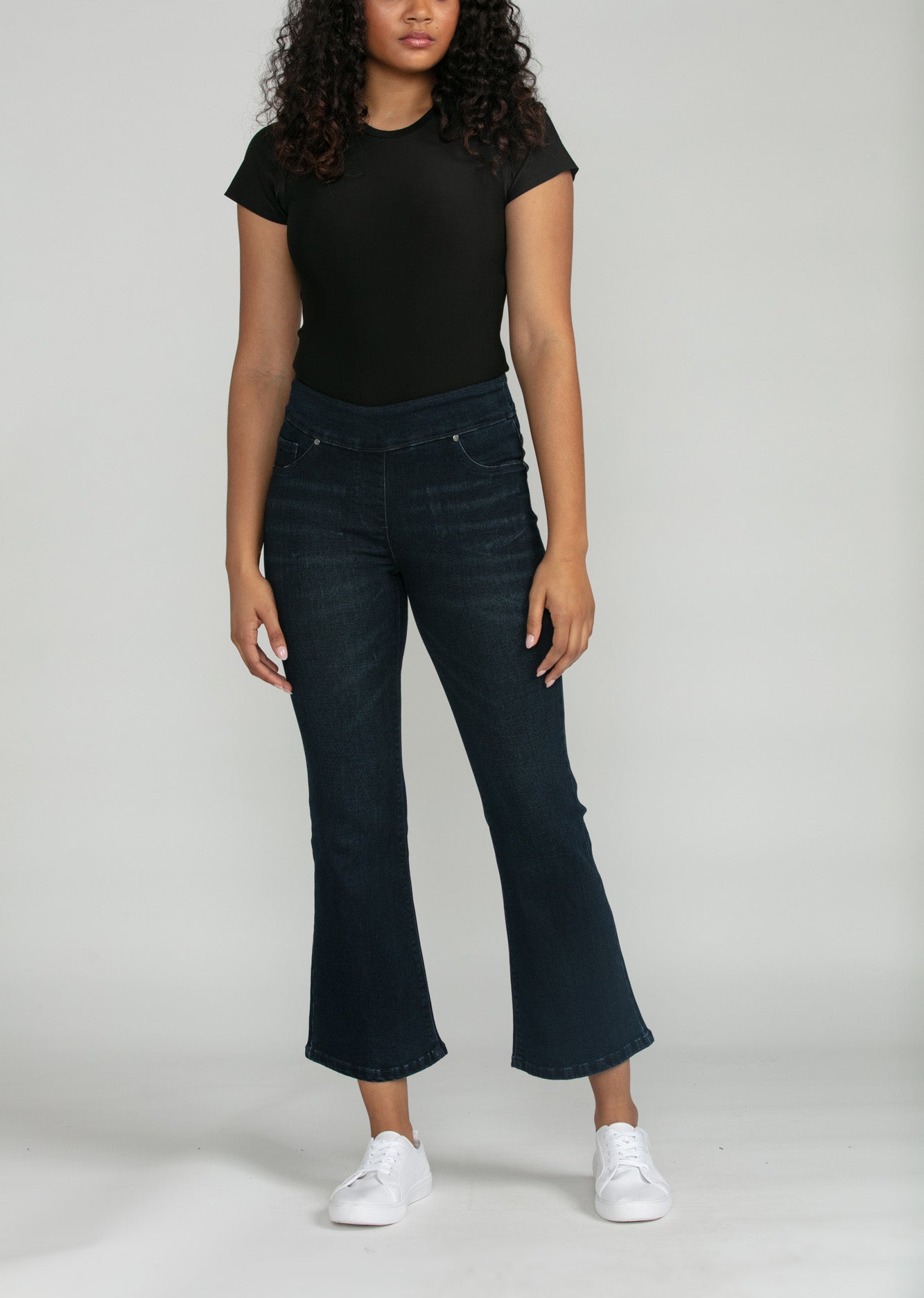 Bluberry Denim Elastic Waistband Boot Rinse wash Meaghan