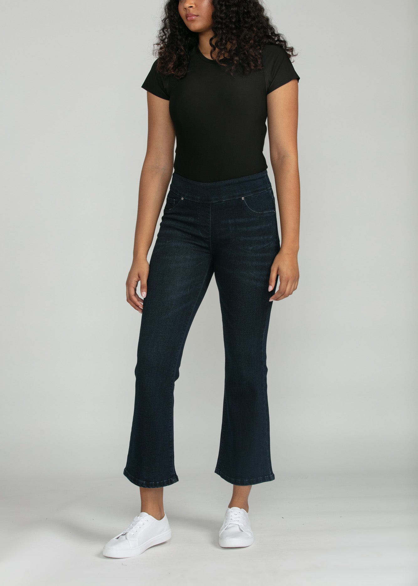 Bluberry Denim Elastic Waistband Boot Rinse wash Meaghan