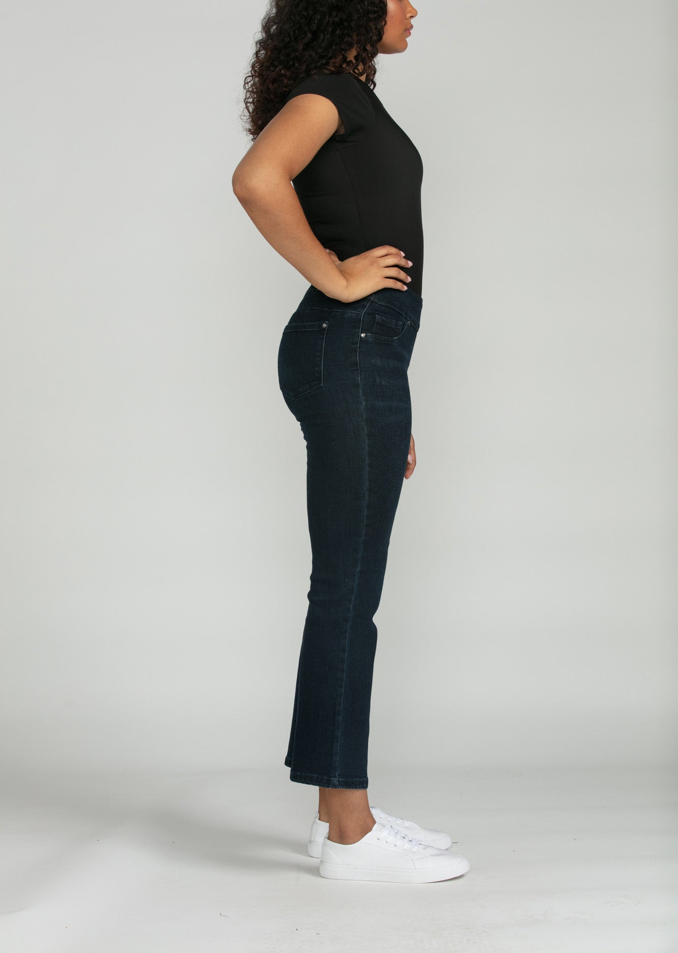 Bluberry Denim Elastic Waistband Boot Rinse wash Meaghan