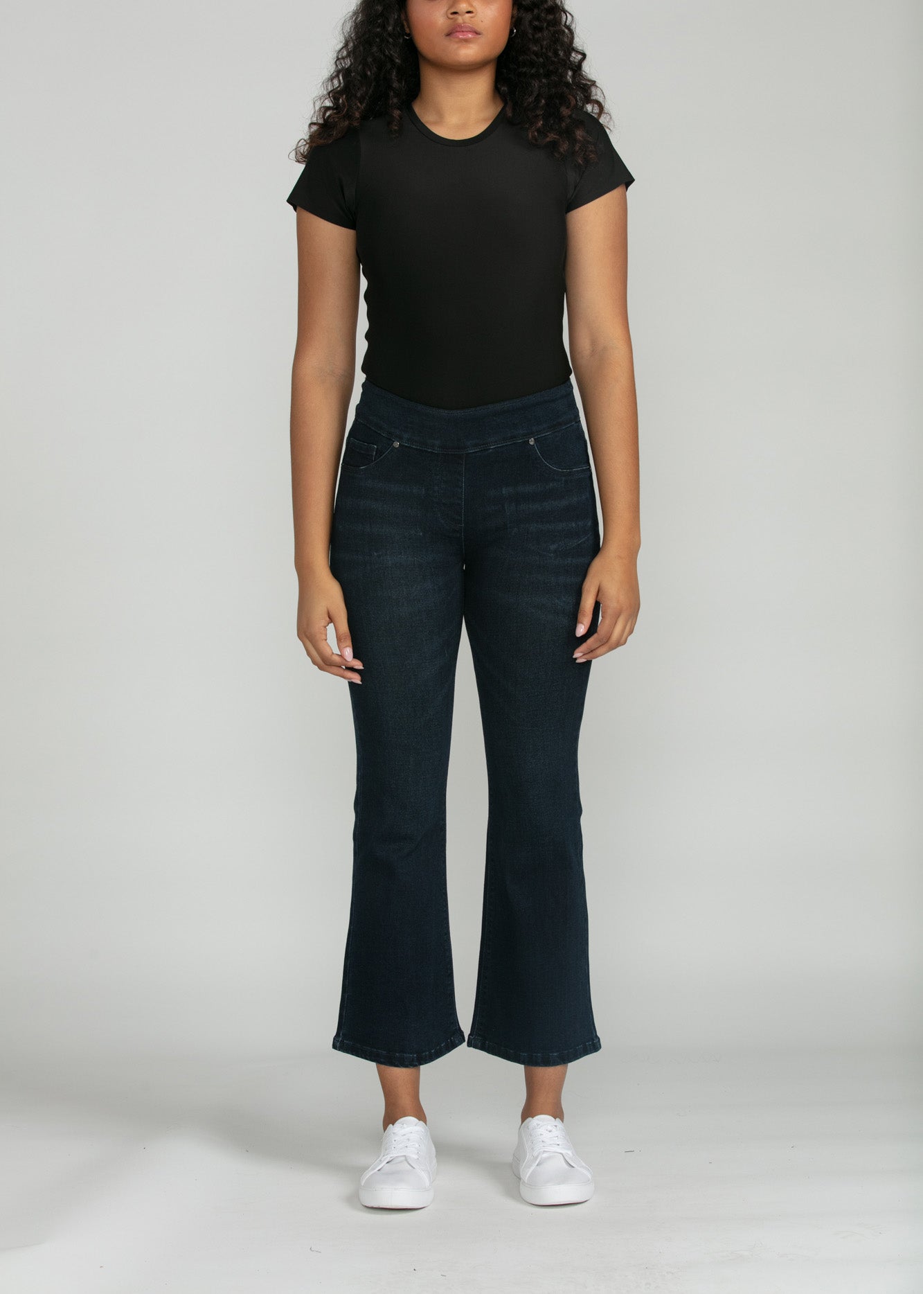 Bluberry Denim Elastic Waistband Boot Rinse wash Meaghan