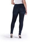 Bluberry Denim Elastic Waistband Slim Leg Rinse Wash