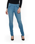 Bluberry Denim Pull-On Waistband Slim Leg Light Wash