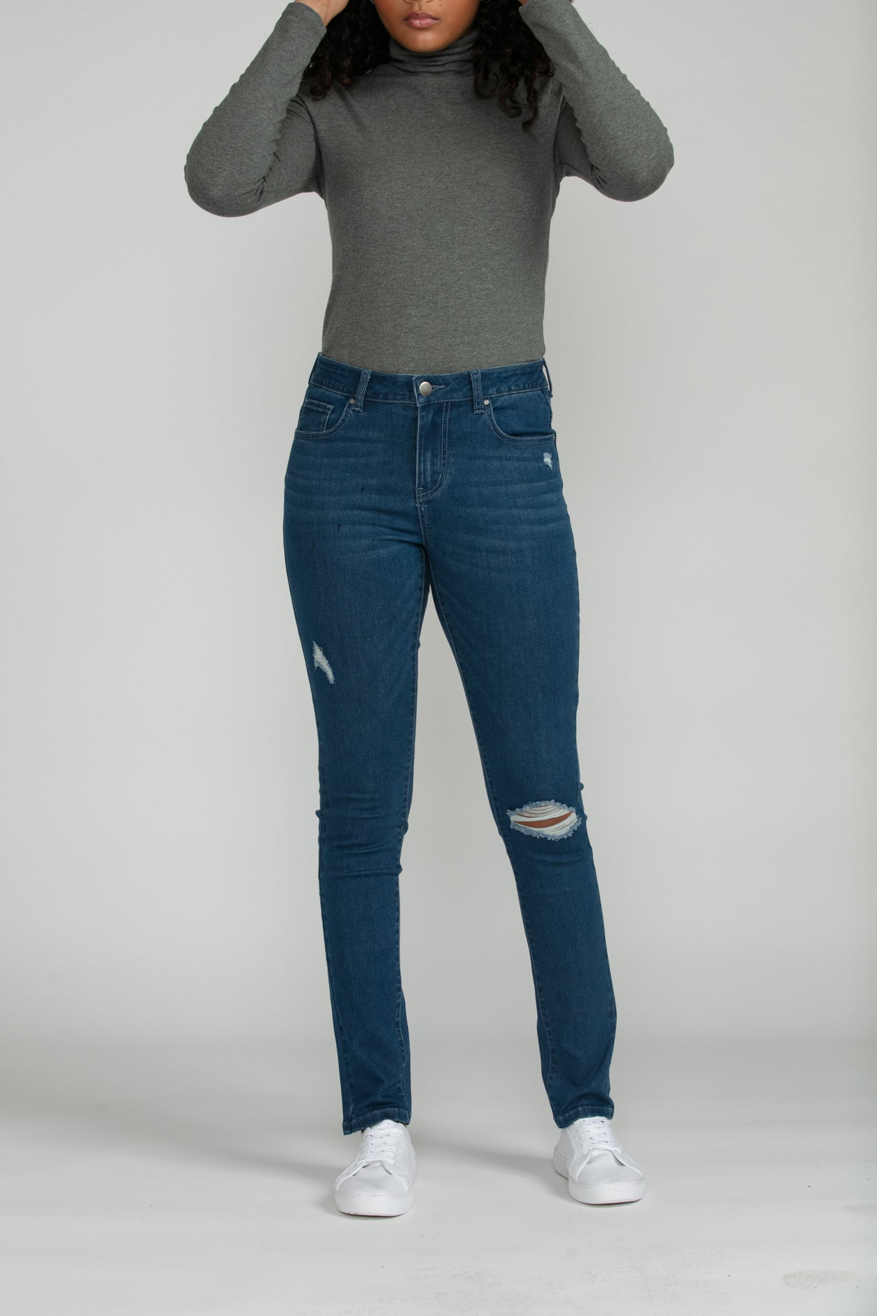 Bluberry Denim Zipper-Fly Slim Leg Amanda