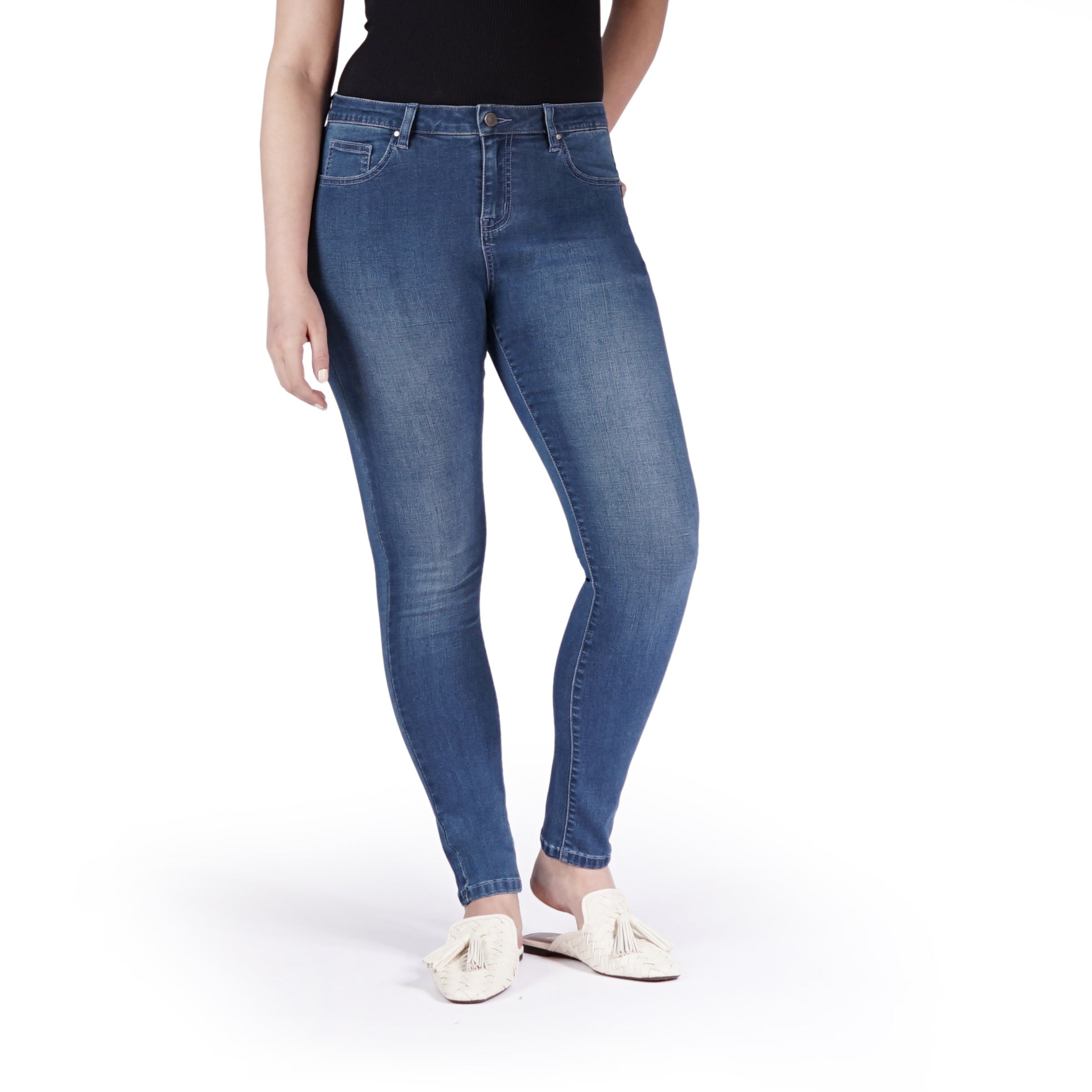 Bluberry Denim Zipper-Fly Ankle Length Medium Wash